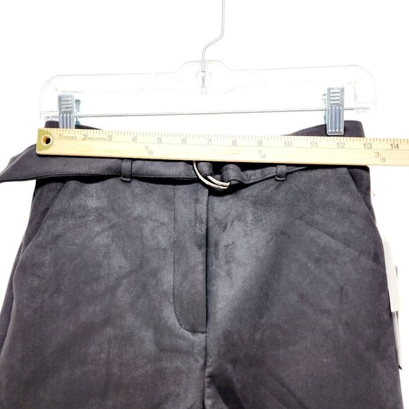 High Waisted Black Belted Shorts Ring Closure  Melograno Rico Size S  Soft Suede - Picture 8 of 10